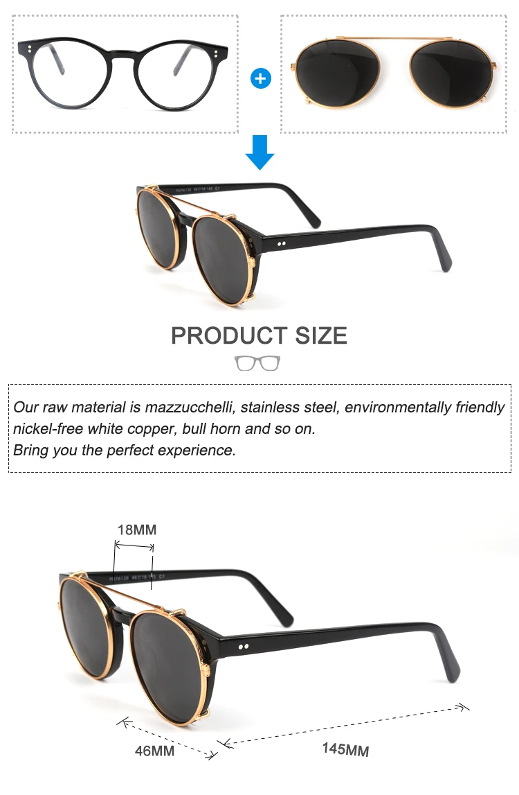 High Quality Acetate Glasses Clip On Glasses Anti Blue Light Clip On Glasses