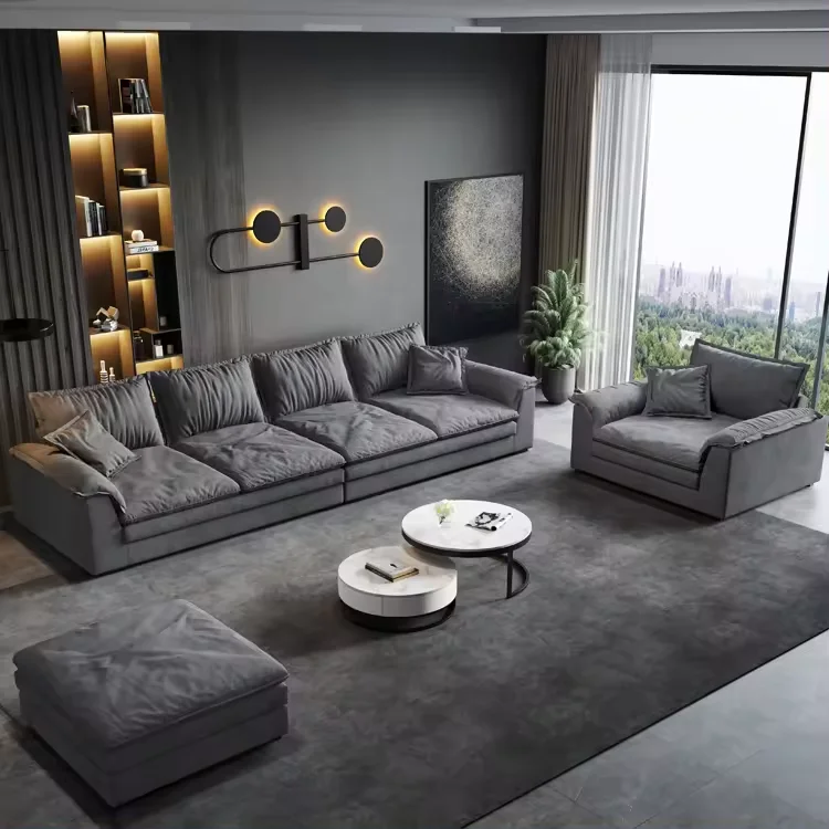 ATUNUS Italy Contemporary Living Room Furniture L Shape Chaise Lounge Water Proof Feather Modular Sectional Sofa Couch Set