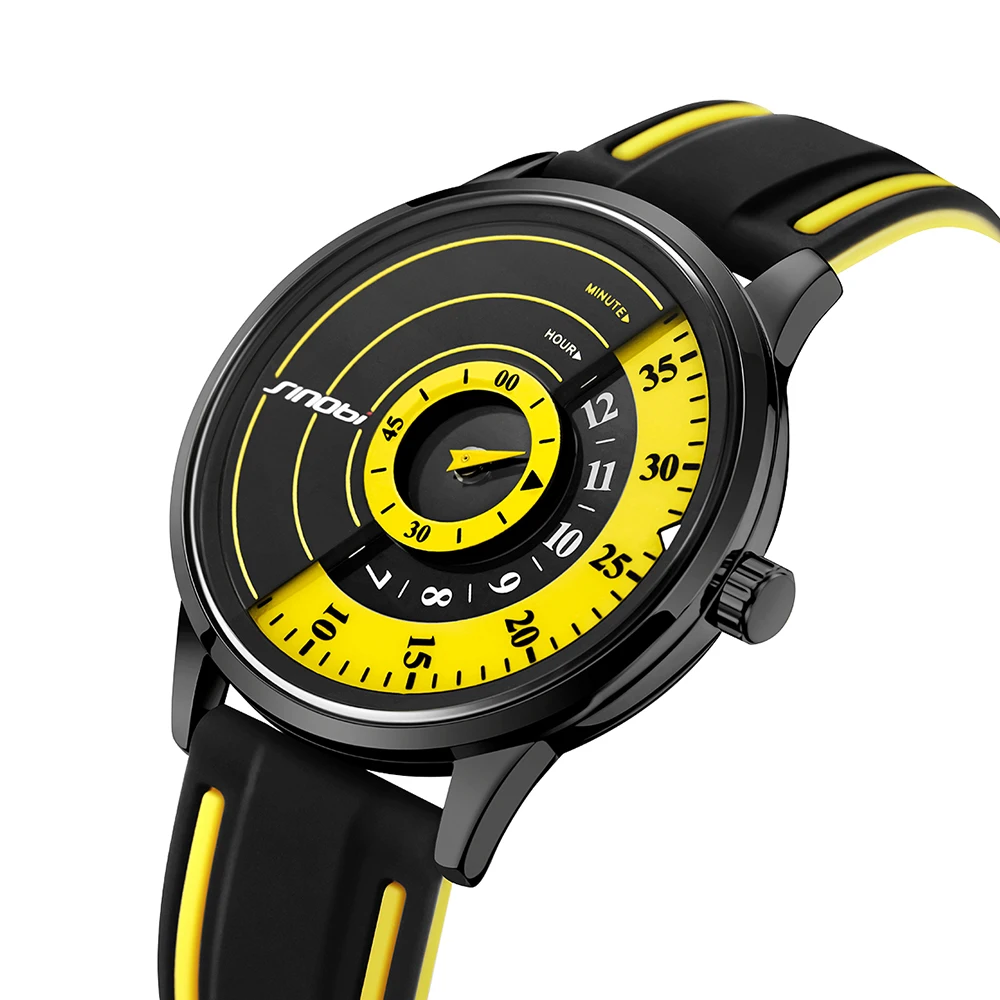 SINOBI 2021 New Original Design Wristwatch Men Rubber Strap Silicone Band Watch Sport Watch Men S9845G