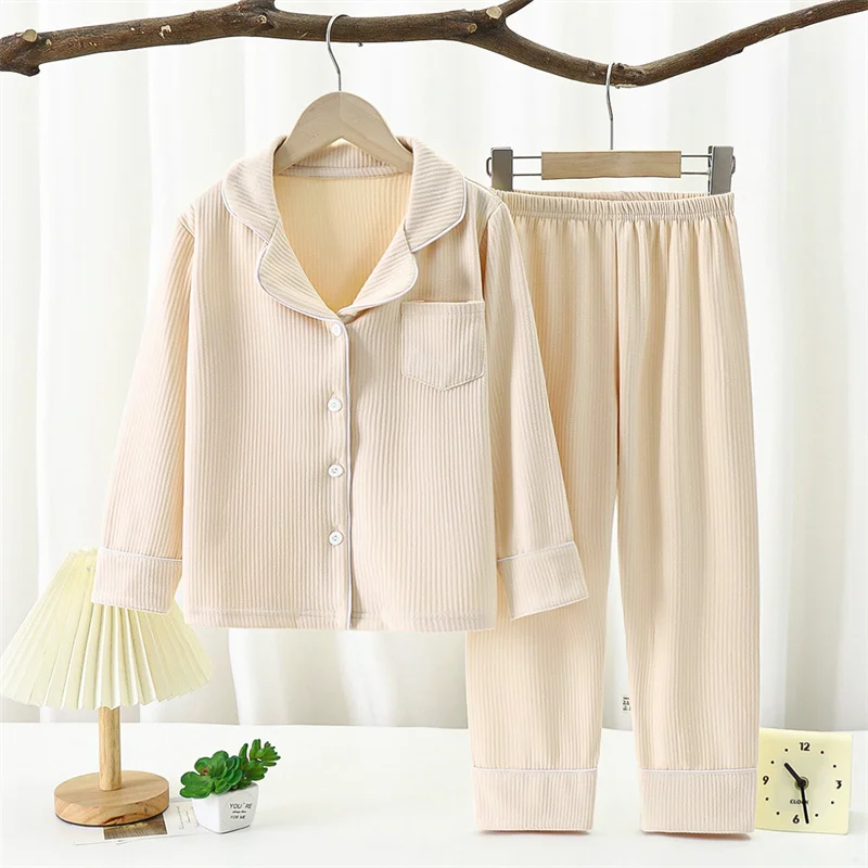 Ms-549 Kids Sleepwear Pajamas Set Wholesale Child  Pyjamas Winter Pocket Sold Color Pajama for Kids Girls Set 2024