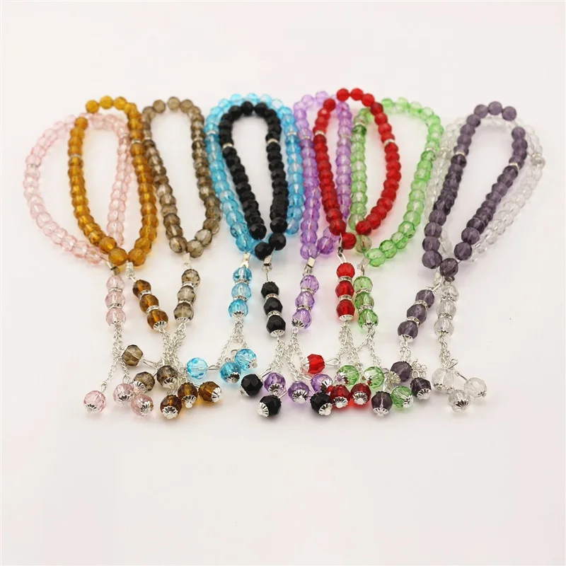 Factory Supply Cheap Price Muslim Rosary Beads Glass Prayer Beads Bracelets 33pcs Crystal Gifts CHRISTIAN Religious Princess Cut