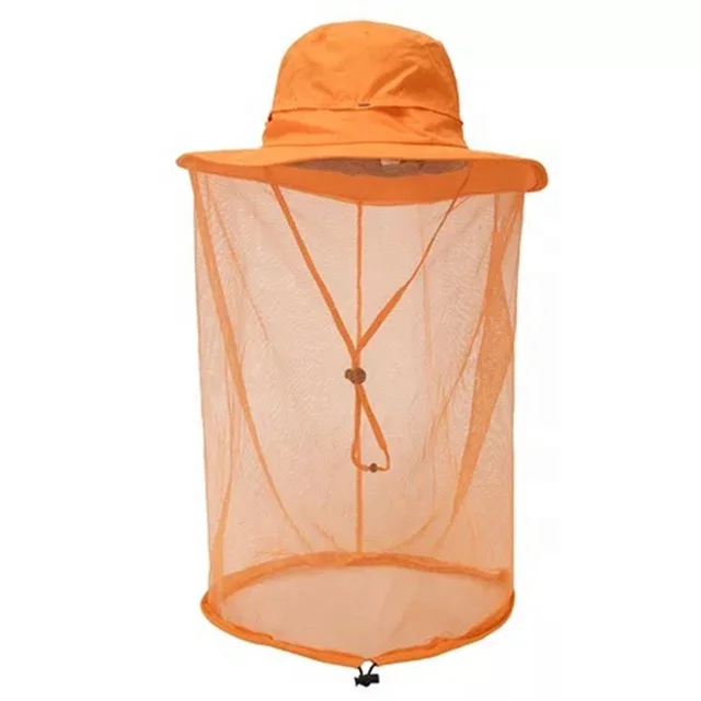 RTS High quality unisex mosquito net hat polyester waterproof sun hat with hidden net mesh outdoor fishing beekeeping hat