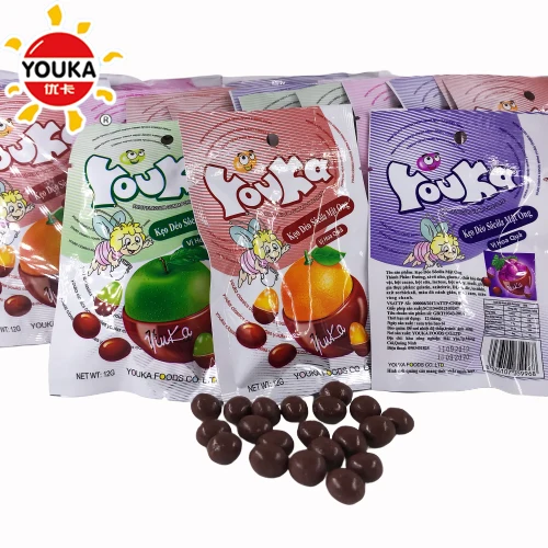 
12g Gummy Chocolate Bean Candy Soft Jelly Candy With Chocolate Coating 