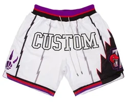 Custom logo retro sweat old school toronto vintage raptors pockets polyester white mesh just mens don basketball shorts