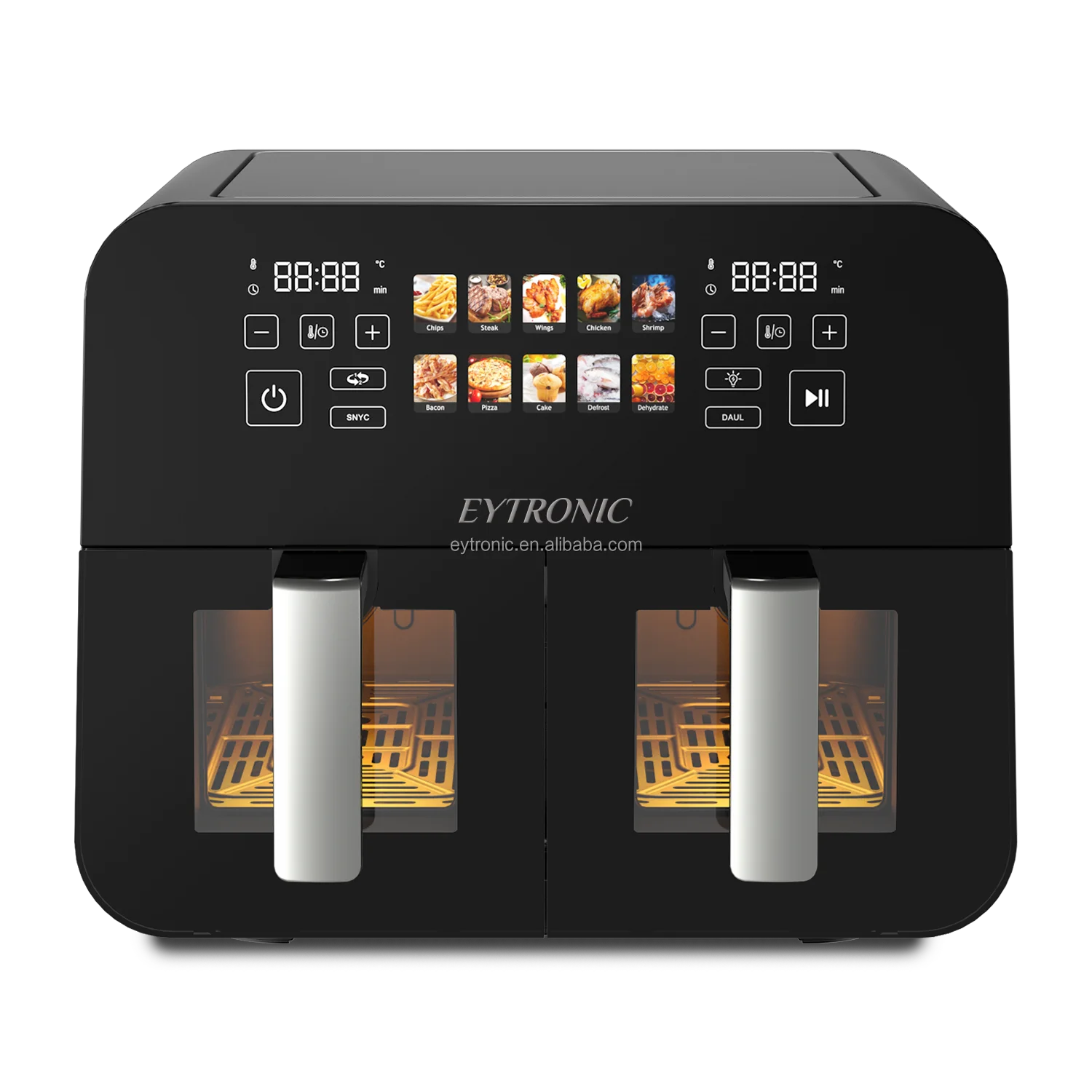 2 in 1 multifunction 4.5L+4.5L double basket air fryer ovens 9L dual smart air fryer with touch screen with 2 Independent window