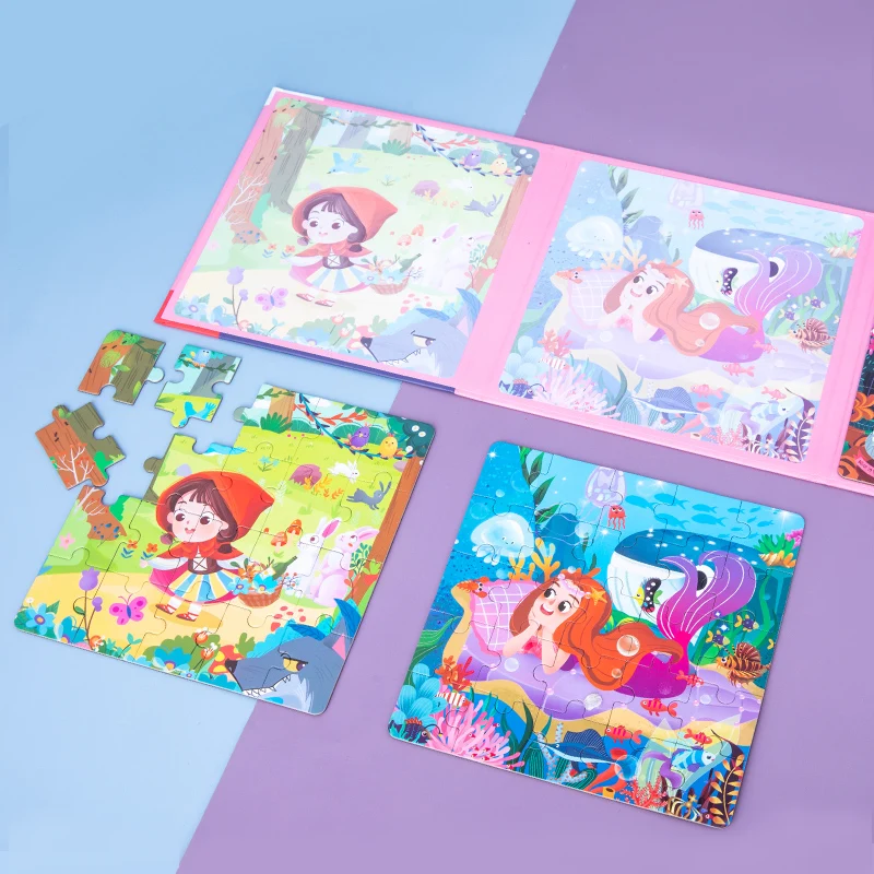 Customized 3-in-1 Magnet 3D Puzzle Book Unisex Montessori Educational Learning Jigsaw Toy Kit Paper Jouet Enfant Kids Boys Girls