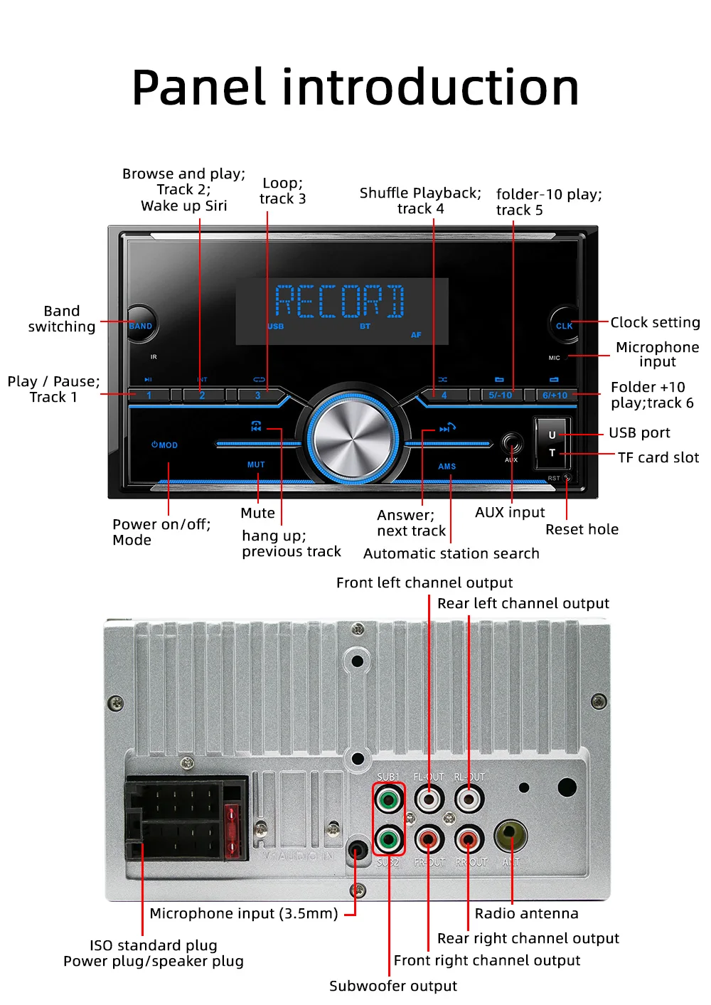 Bestree universal auto electronics Car MP3 Player Stereo Autoradio Car Radio BT 12V In-dash 2 Din FM AM RDS Aux In Receiver