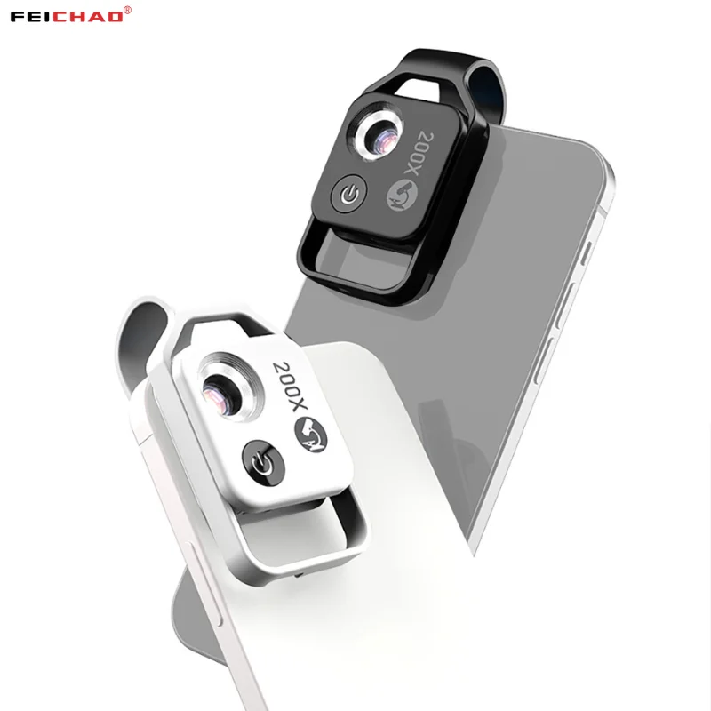 Digital 200X Microscope Lens CPL with LED Guide Light Lamp Micro Pocket Super Macro Lens for iPhone Samsung phones