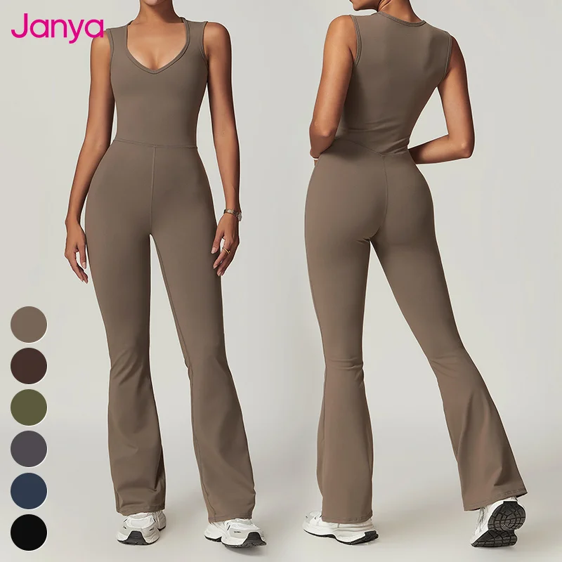 Knitting Sleeveless Sports Bodysuit Gym Fitness Workout Jumpsuits One Piece Yoga Jumpsuit Rompers For Women Without Padding