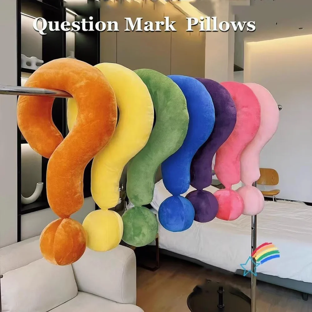 Funny Question Mark Shaped Soft Velvet Unique Chair Neck Cushion 24.4 Inch Plain Plush Hooked Private Label Decoration Pillow