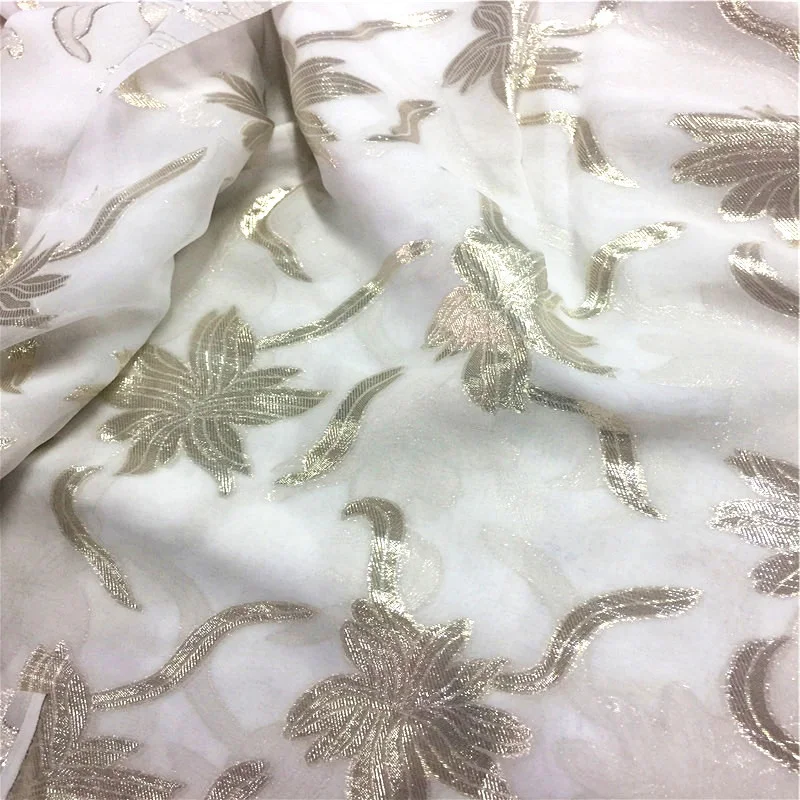 silk metallic blended jacquard  georgette fabric