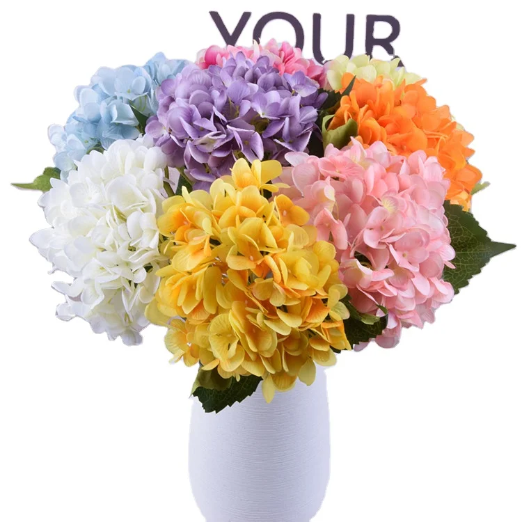 Fake White Flowers Artificial Silk Hydrangea Flowers Bouquets Faux Hydrangea Stems  for Home Wedding Party Decoration