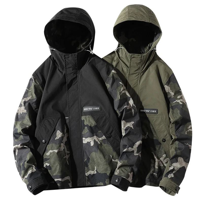 New age season popular logo Lunan Clothing | 2021 han edition loose camouflage jacket male hooded men coat