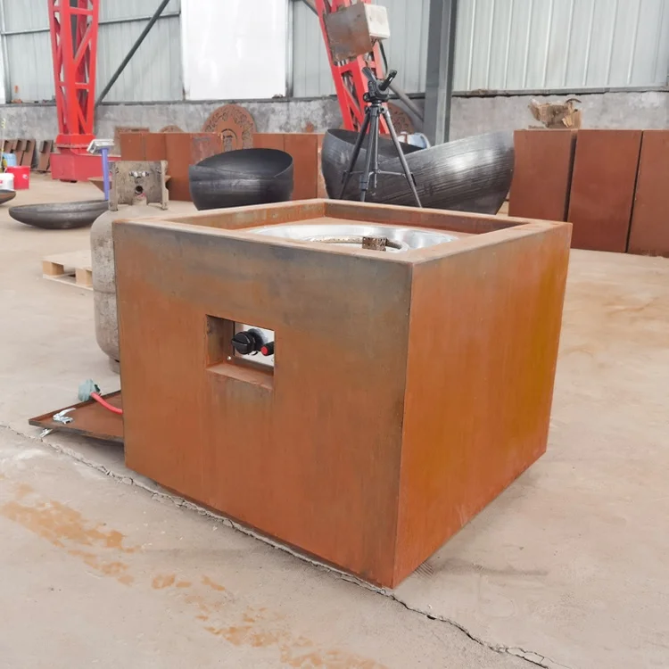 Large Outdoor Decorative Corten Steel Metal Gas Fire Pit