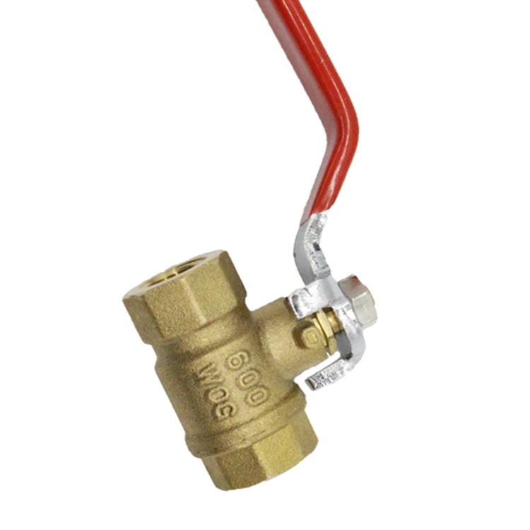 Brass Ball Valve DN20 PN25 Forged Brass Ball Valve Red Handle 1/2 Inch Nickel Plated