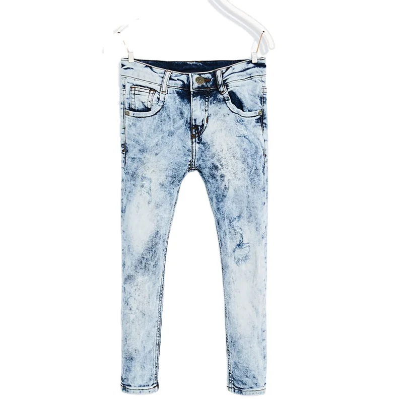 high quality wholesale fancy boys new designer stone washed blue kids little faded ripped denim jeans