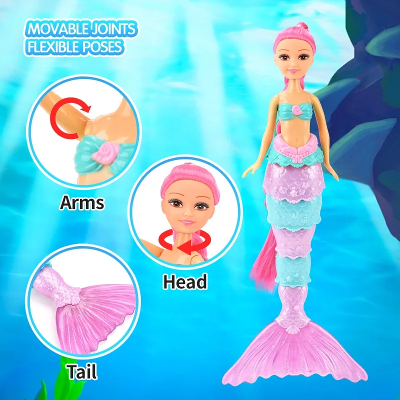 plastic baby mermaid dolls mermaid mini doll mermaid swimming doll toy