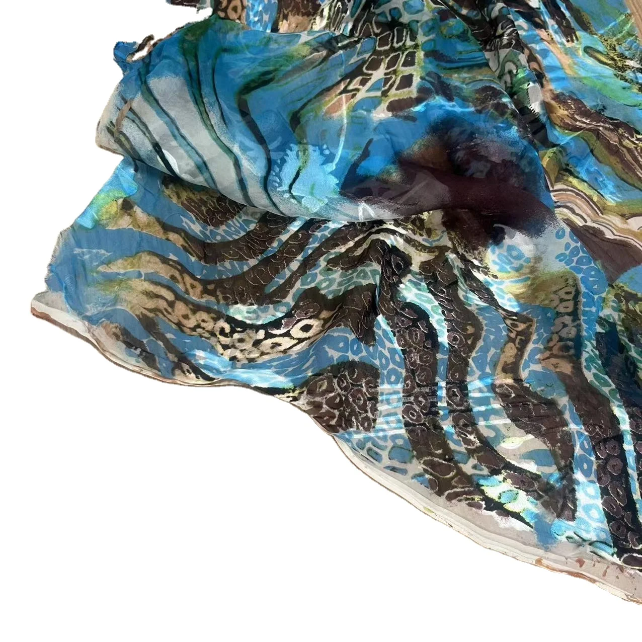 Итальянская шелковая вискоза Атлас выжигает печать тканая Ткань выгорающая ткань