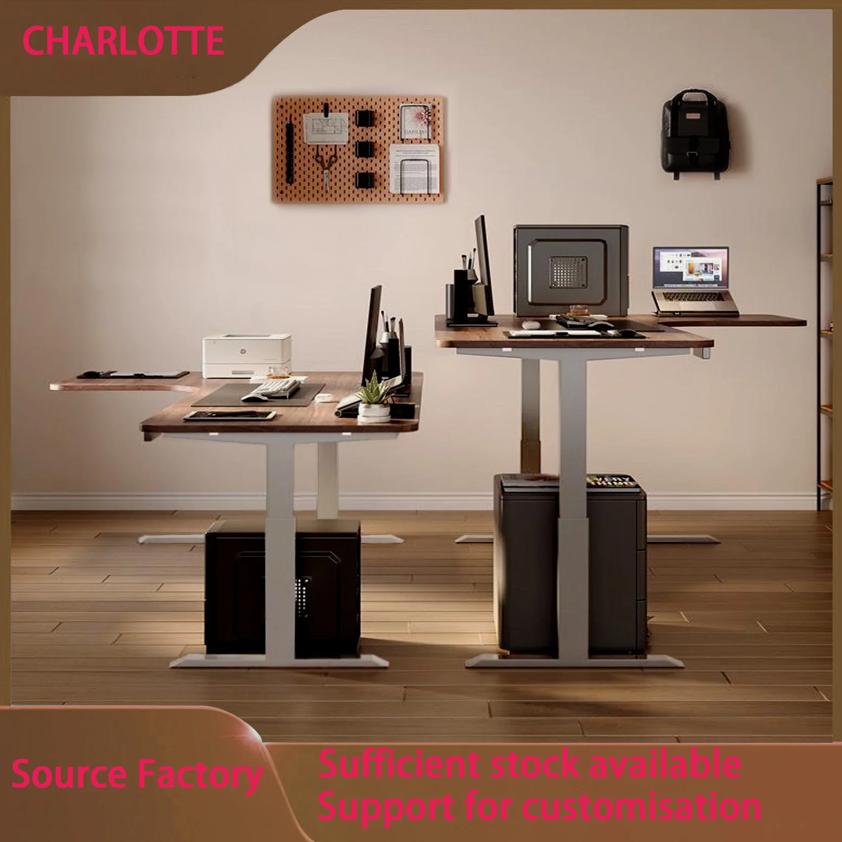 L Electric Frame Metal Stand Sit-Stand Adjustable Electronic Standing Desk with Power for Ergonomic Usage in School