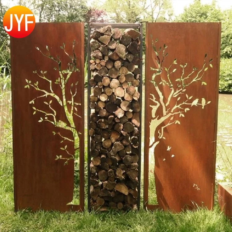 CL245 Outdoor Privacy Corten Steel Screens Metal Screen Garden Drainage Mesh Hole Laser Cutting Screens