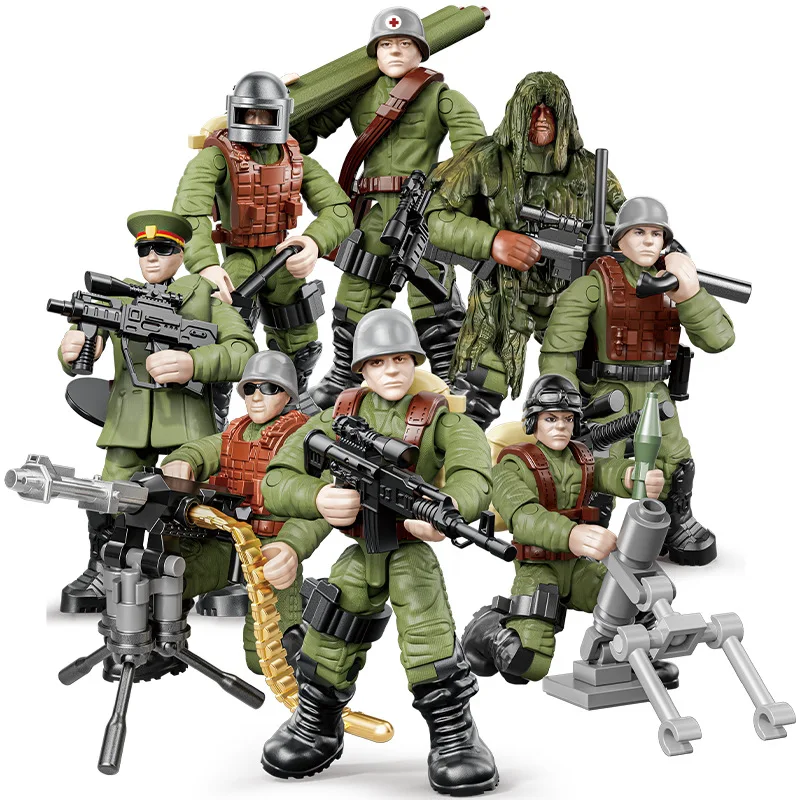 New arrival 8 pcs PVC plastic soldier force toys Action Figures Assembly military 1/36 police army men toy soldiers