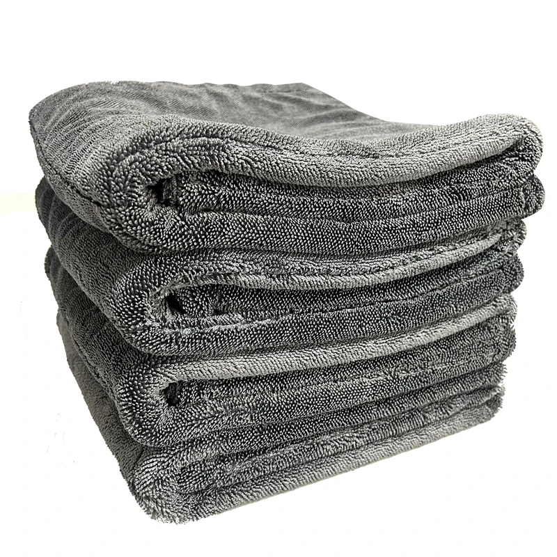 big wholesale car pro 1400gsm 1500 1600 1800 double side microfiber deluxe dual black microfibre drying towel for car monster