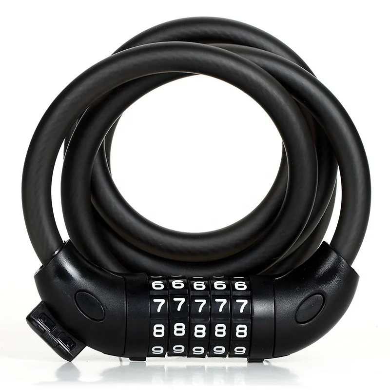 Cycling security lock 5 number codes password bicycle steel cable Lock Bike Scooter Anti-Theft Digital Combination Lock XMM-8812