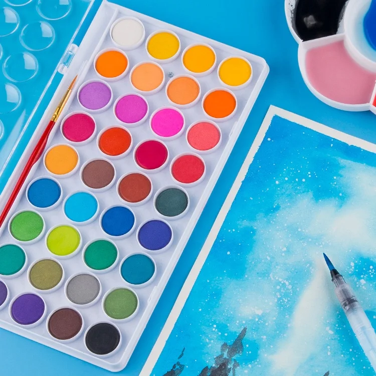 Набор однотонных акварельных художественных красок 12 16 28 36