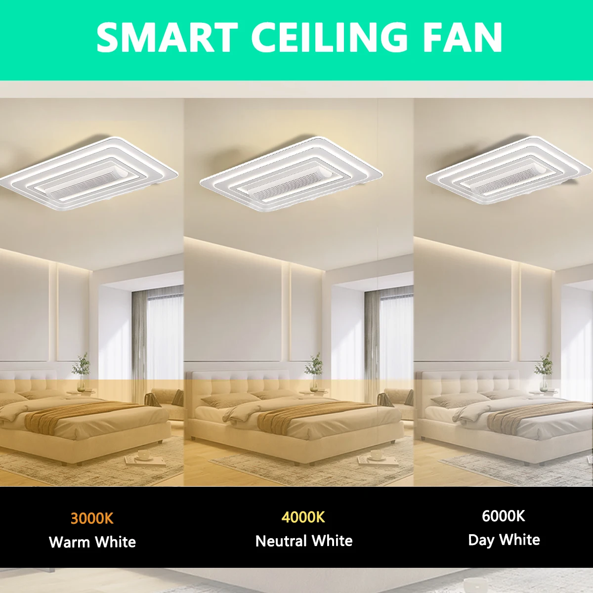 Full spectrum LED study living room leafless ceiling light business home large wind fan light set