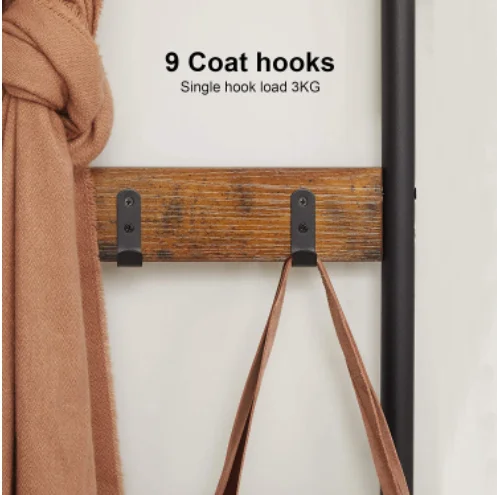 K&B entryway floor wooden coat rack  multifunctional bench coat racks with shoe storage