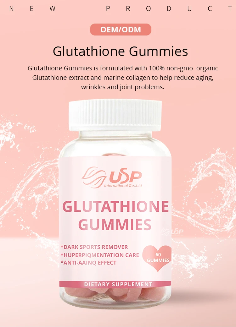 Hot-Selling Private Brand Anti-Aging Brightening Skin Gummy l-glutathione Collagen Gummies