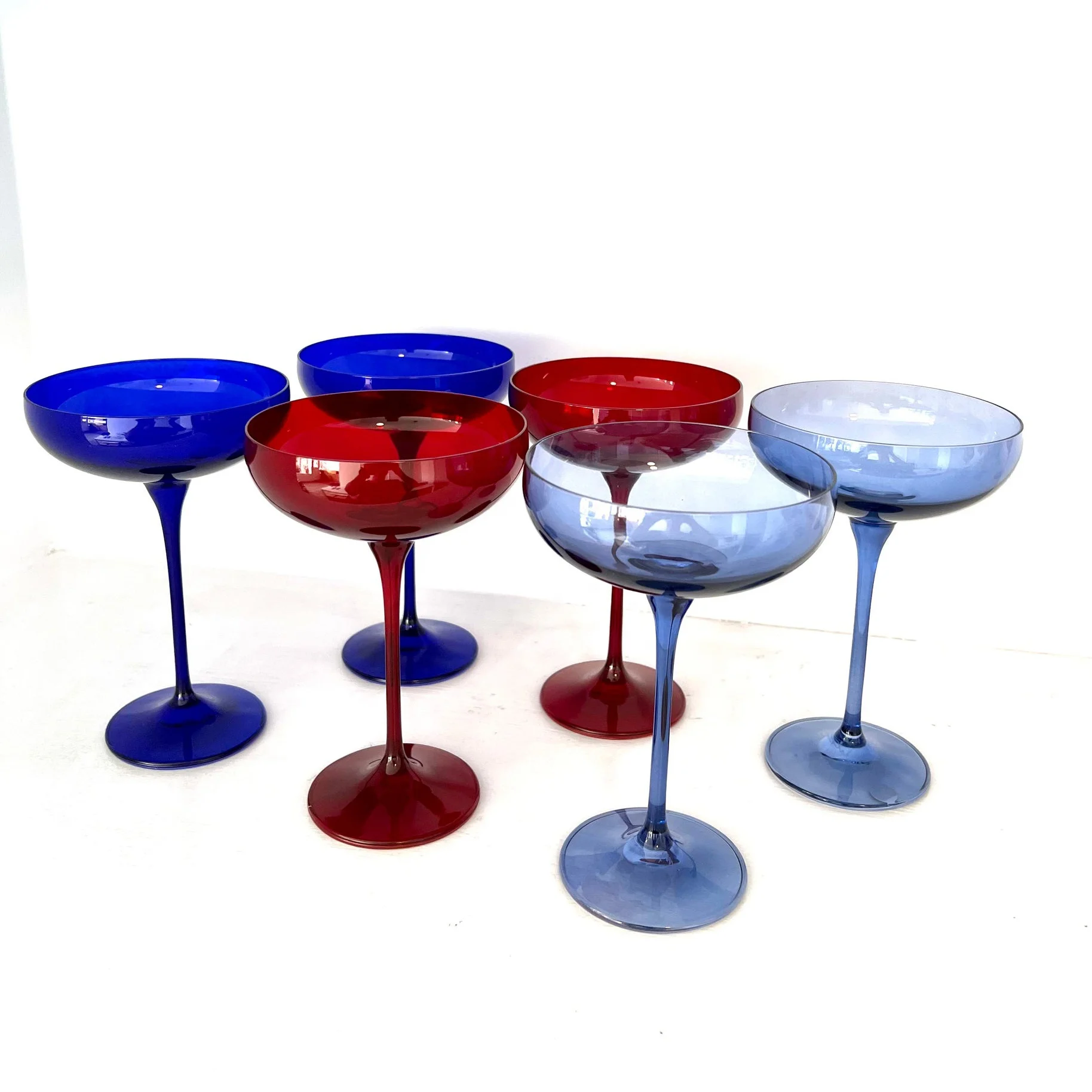 Not painted Not electroplating Estelle Hand-Blown Natural tinted Solid glass COLORED CHAMPAGNE COUPE