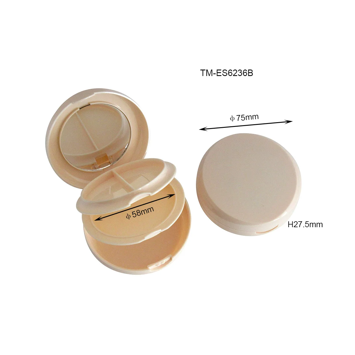 TM-ES6222 empty plastic blush compact powder case custom private logo blusher packaging makeup pressed powder container