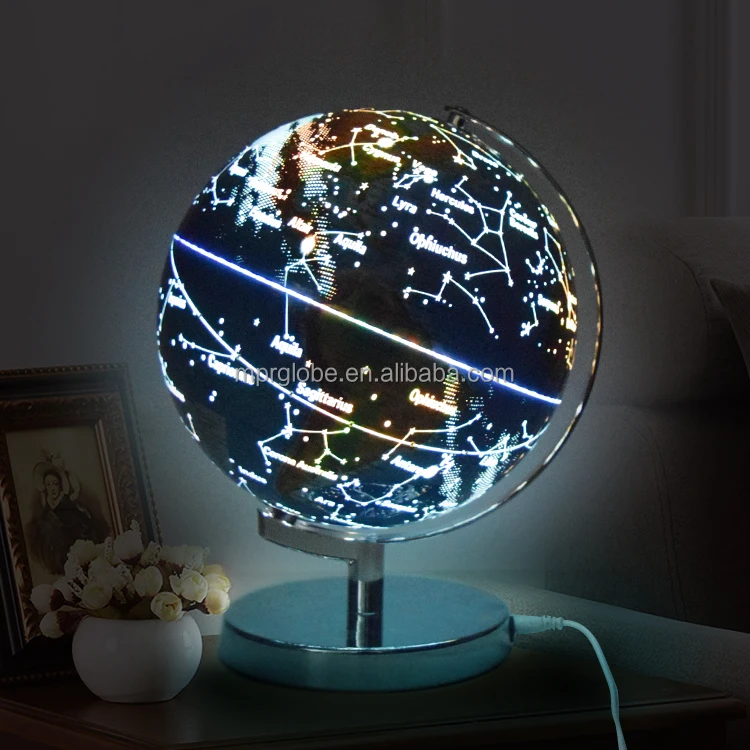 Home Decoration Globe Metal Stand and USB Cable Powered Led Lighted World Globe Lamp