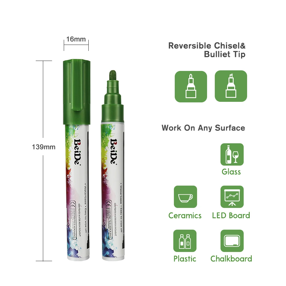 Mega 8 Pack Premium Multi colorful Liquid Chalk Marker Pen with Reversible Tip