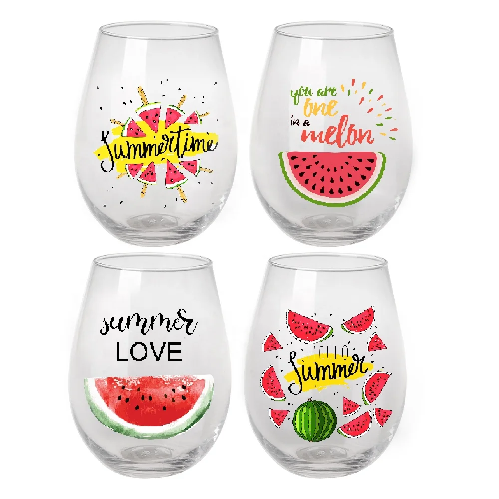 Custom crystal stemless glass wine tumblers drinking whiskey glasses stemless wine glass