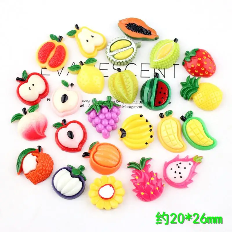 Fruit Resin Accessories Diy Cream Mobile Phone Shell Resin Mangosteen Durian Charms Resin Flatback For Decoration