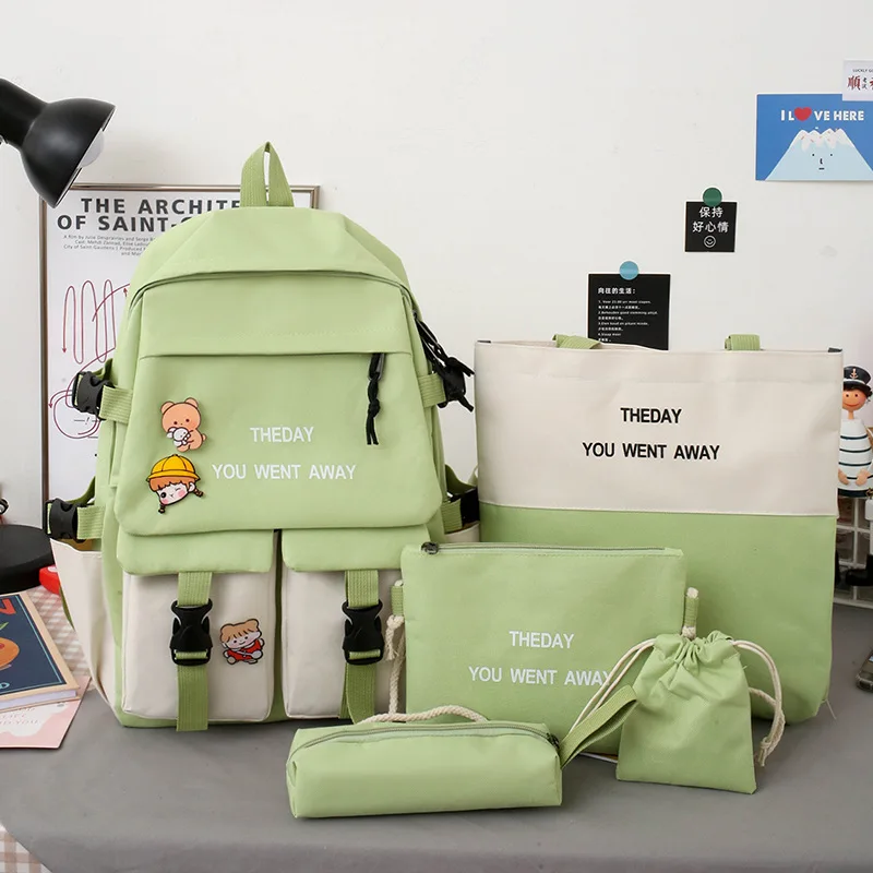 Customized Schoolbag Set For Girls 5 Pieces In 1 Set Backpack Set For Teen Girls With Tutorial Bag