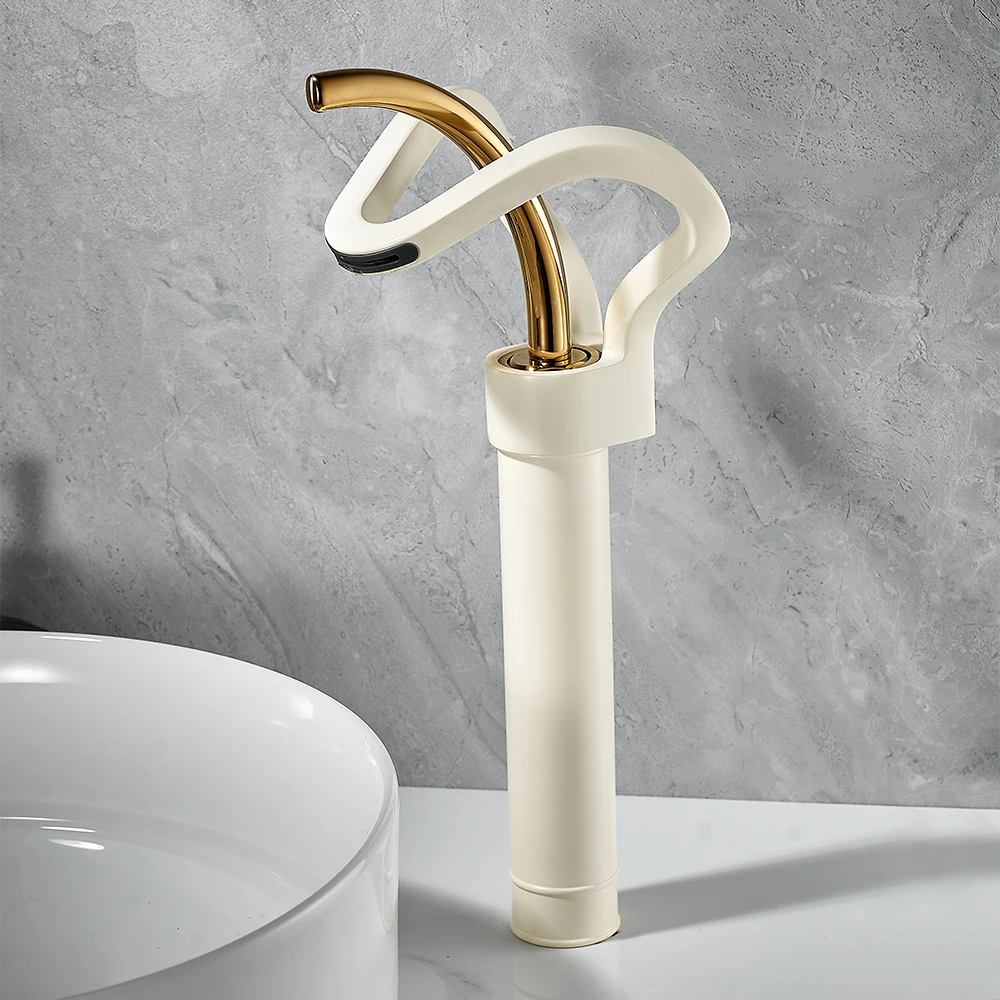 New Design Crown Tall High Basin Faucets 1 Hole 1 Handle Hot & Cold Bathroom Sink Mixer Tap Deck Mounted luxury Lavatory Faucet