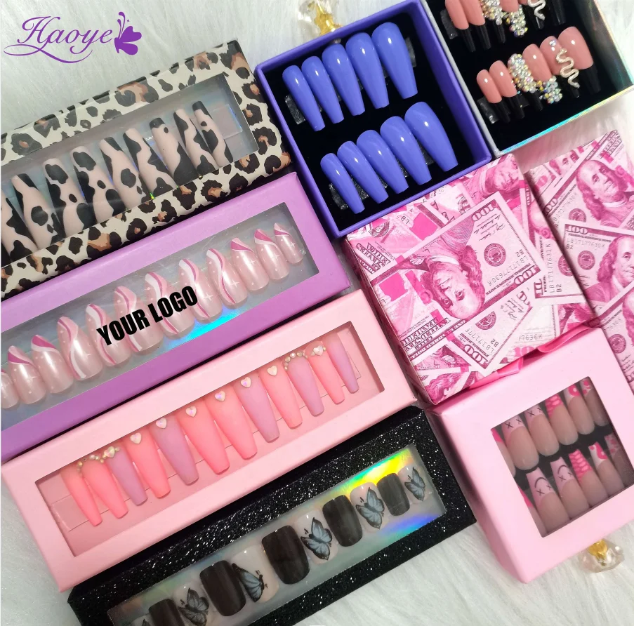 2023  Wholesale Best Price Handmade Artificial Nails Manufacture Customize Packaging Box Press On Nails