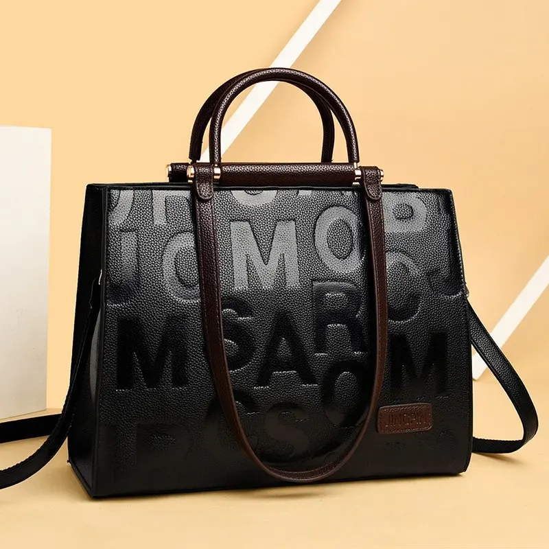 2022  Trendy Women Big Handbag Wholesale PU Leather Large Capacity  Tote Hand Bag