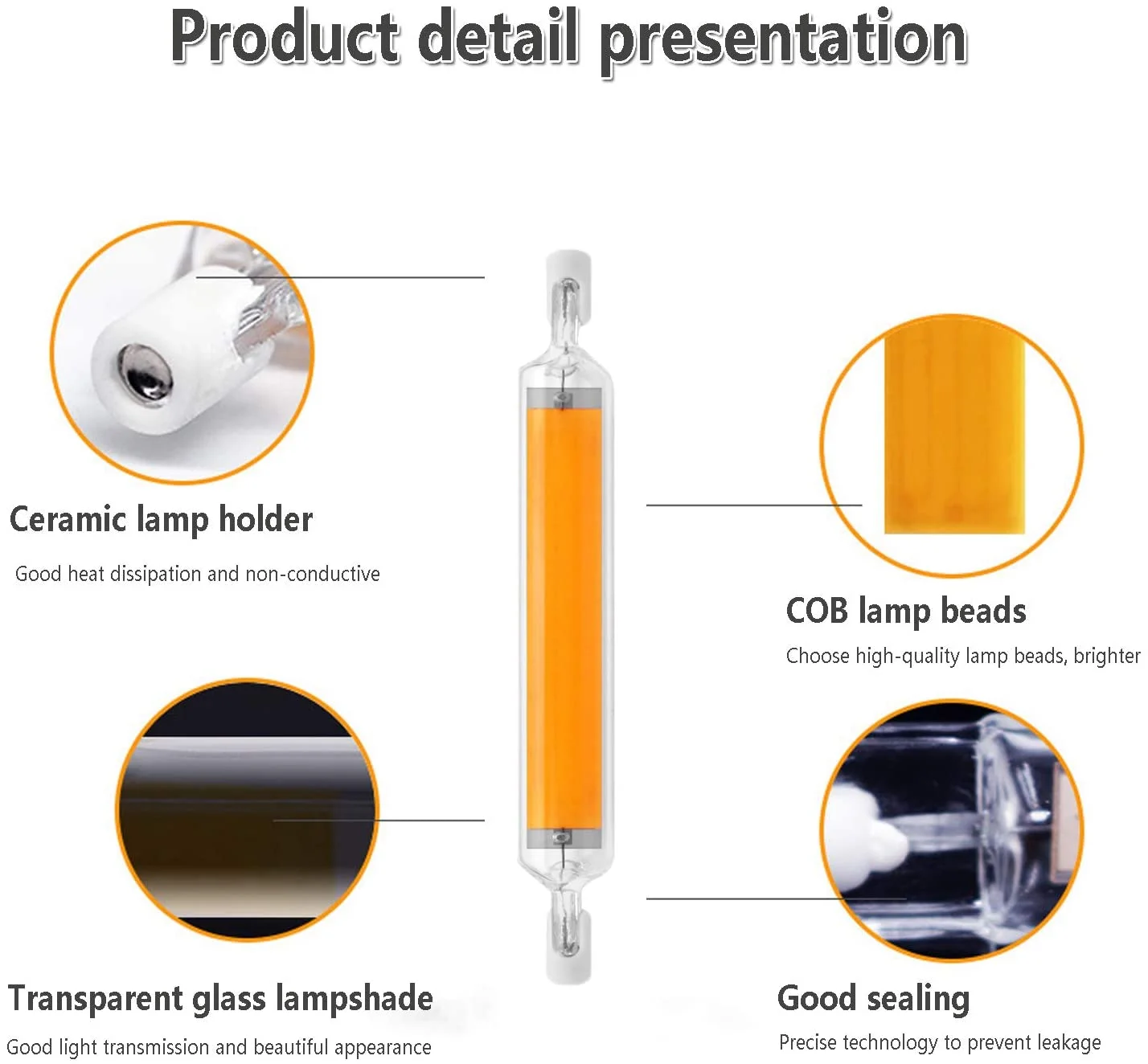 Dimmable R7S LED 118mm 78mm COB Light Bulb Glass Tube Floodlight 5W 10W 20W Halogen Lamp Replacement 110V 220V