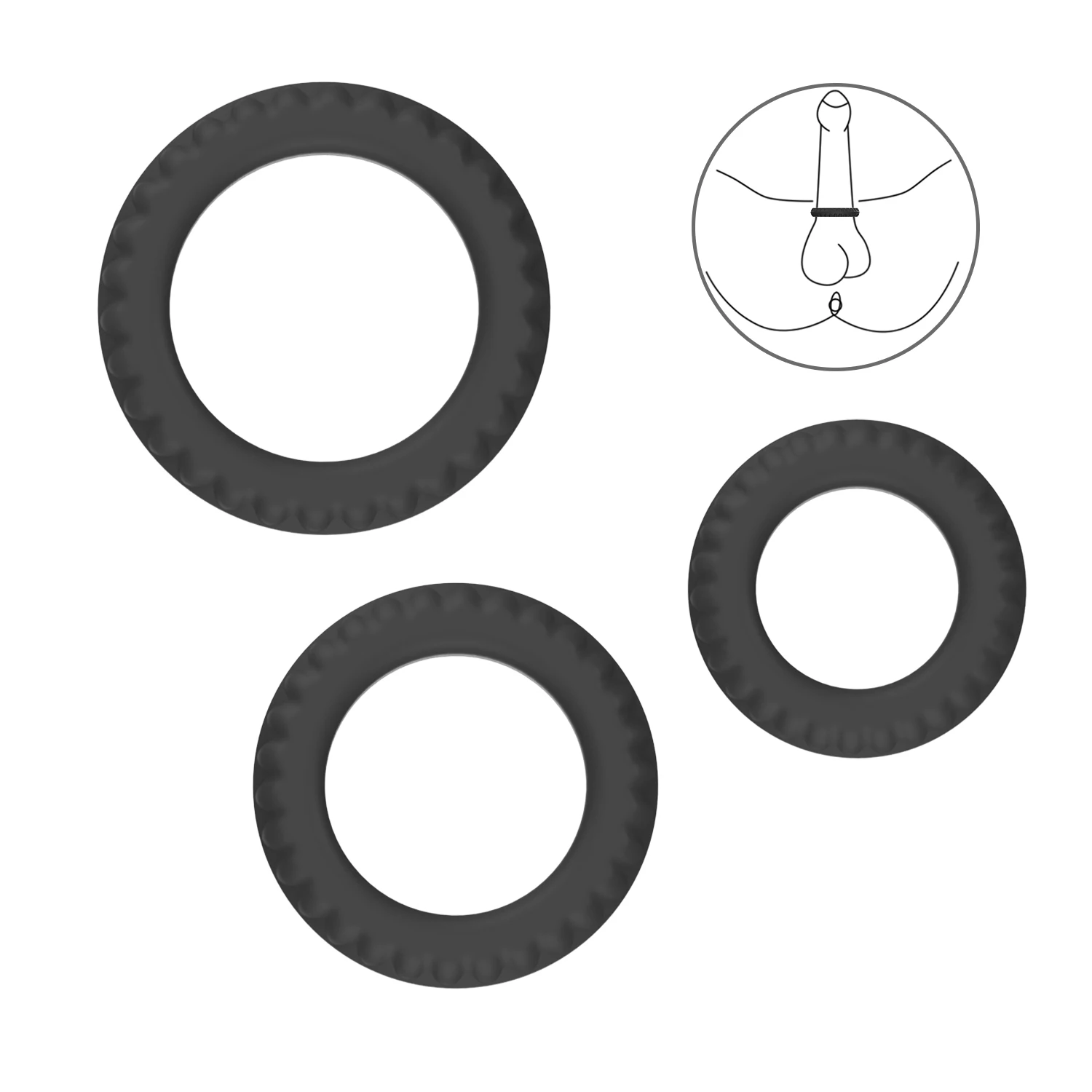 china fashion silicone cock penis lock ring sex toys products triple black cock rings for men