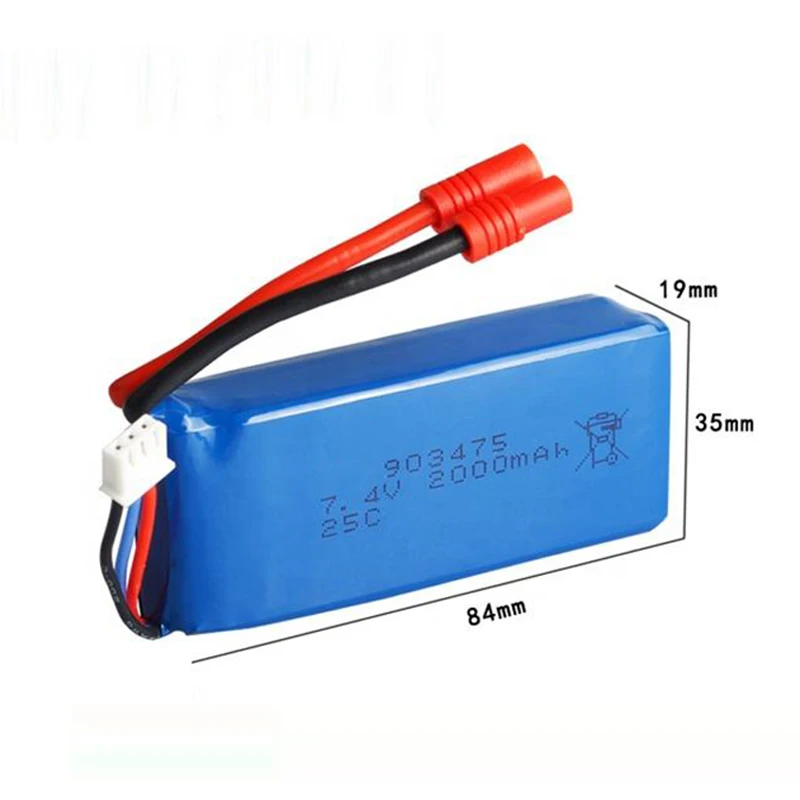 Factory In Stocks Drone Rechargeable 7.4V 2000mAh 903475 2S1P Li-polymer Batteries For Toy High Speed RC Car