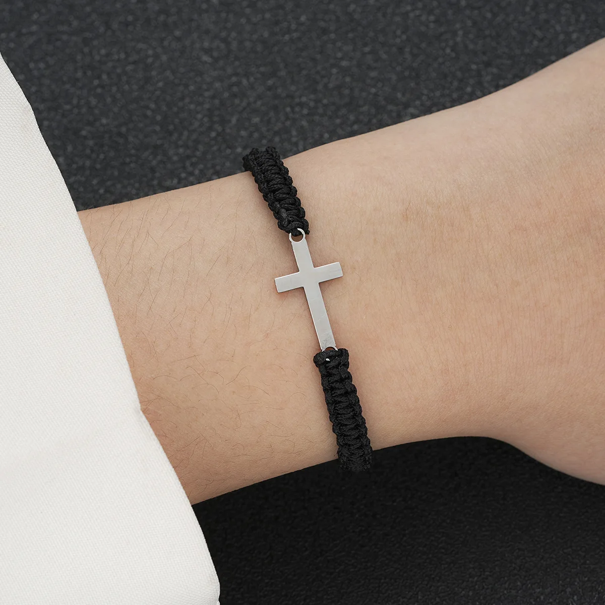 New Student Couple Faiths Jewelry Handmade Braided Hand Rope High Quality Stainless Steel Cross Bracelet Gifts for Women Men