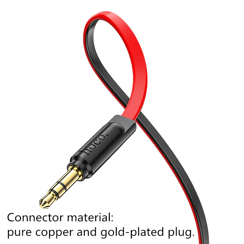 
HOCO UPA16 Jack 3.5mm AUX Audio Anti-winding Flat Cable TPE 1m 2m Wire Headphone Cable for Phone Car Headset 