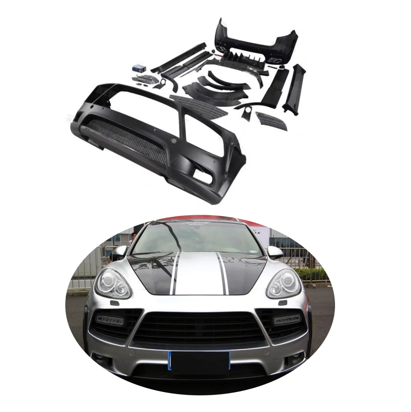 Комплект для модернизации с широким корпусом NC, с капотом из углеродного волокна, задним крылом и передним Бампером для Porsche Cayenne 958