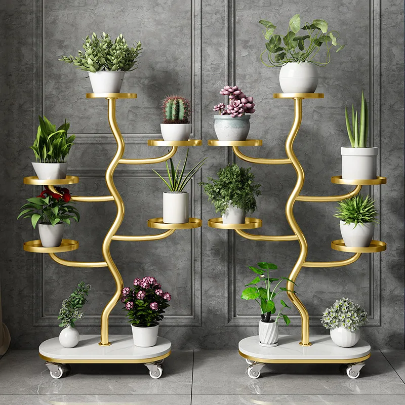 Nordic round Flower Stand Modern Iron Indoor and Outdoor Living Room Multi-Layer Balcony Luxury Flower Pot Rack