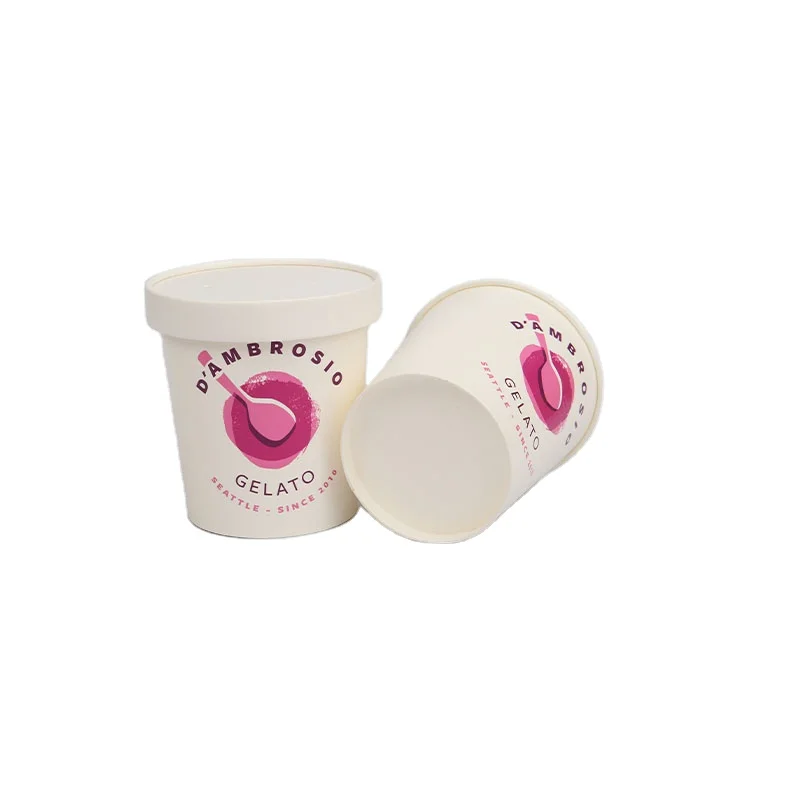 Food grade recycled disposable 100ml 150ml 500ml icecream papercup custom printed 3oz 5oz 8oz ice cream paper cups with lid