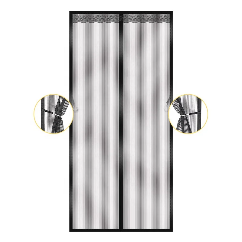 wholesale polyester magnetic net anti bugs mosquitos flies screen door net with side storage hooks